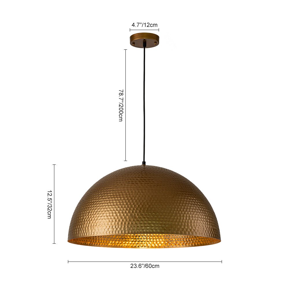 Koepel Hanglamp Gehamerd Metaal Messing Zilver 40cm 60cm Keukeneiland Eetkamer Woonkamer Entree Vintage Industrieel Dimbaar E26