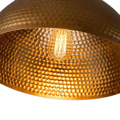 Koepel Hanglamp Gehamerd Metaal Messing Zilver 40cm 60cm Keukeneiland Eetkamer Woonkamer Entree Vintage Industrieel Dimbaar E26