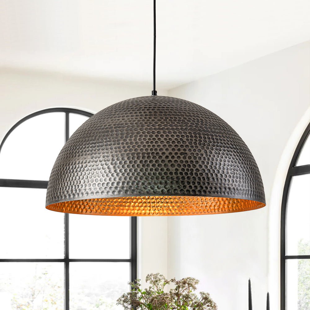 Koepel Hanglamp Gehamerd Metaal Messing Zilver 40cm 60cm Keukeneiland Eetkamer Woonkamer Entree Vintage Industrieel Dimbaar E26