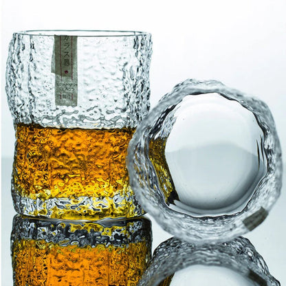 Handgemaakt Japans Whiskyglas met IJsstorm Reliëf 260ml Hittebestendig Glas Traditioneel Vakmanschap Luxe Presentatie in Houten Kist Premium Drinkglas voor Whisky Liefhebbers Authentiek Oosters Design