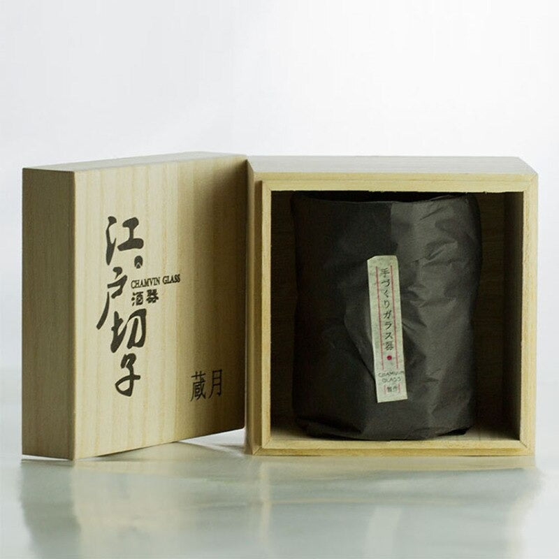 Handgemaakt Japans Whiskyglas met IJsstorm Reliëf 260ml Hittebestendig Glas Traditioneel Vakmanschap Luxe Presentatie in Houten Kist Premium Drinkglas voor Whisky Liefhebbers Authentiek Oosters Design