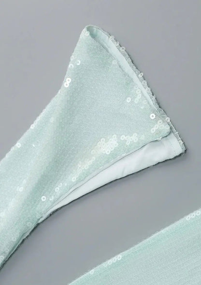 Mintgroene Jurk Lange Mouwen Glitter Dameskleding