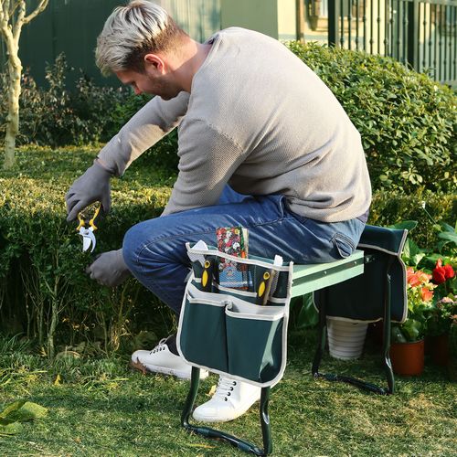 Opvouwbare Tuinknieler en Zitbank met Gereedschapstassen – Ergonomische Tuinhulp tot 150 kg