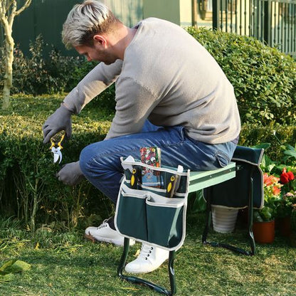 Opvouwbare Tuinknieler en Zitbank met Gereedschapstassen – Ergonomische Tuinhulp tot 150 kg