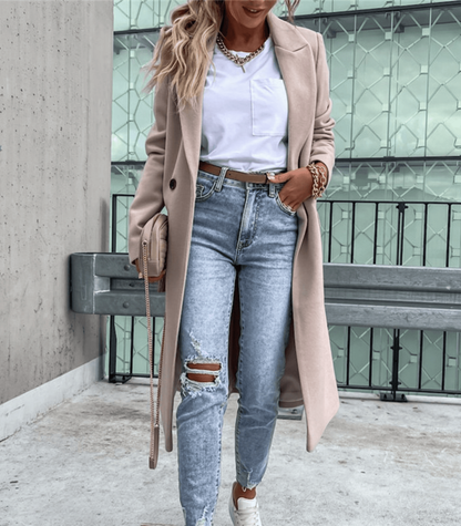 Wollen Mantel met Zakken Warm Azzurra - StudioMarella
