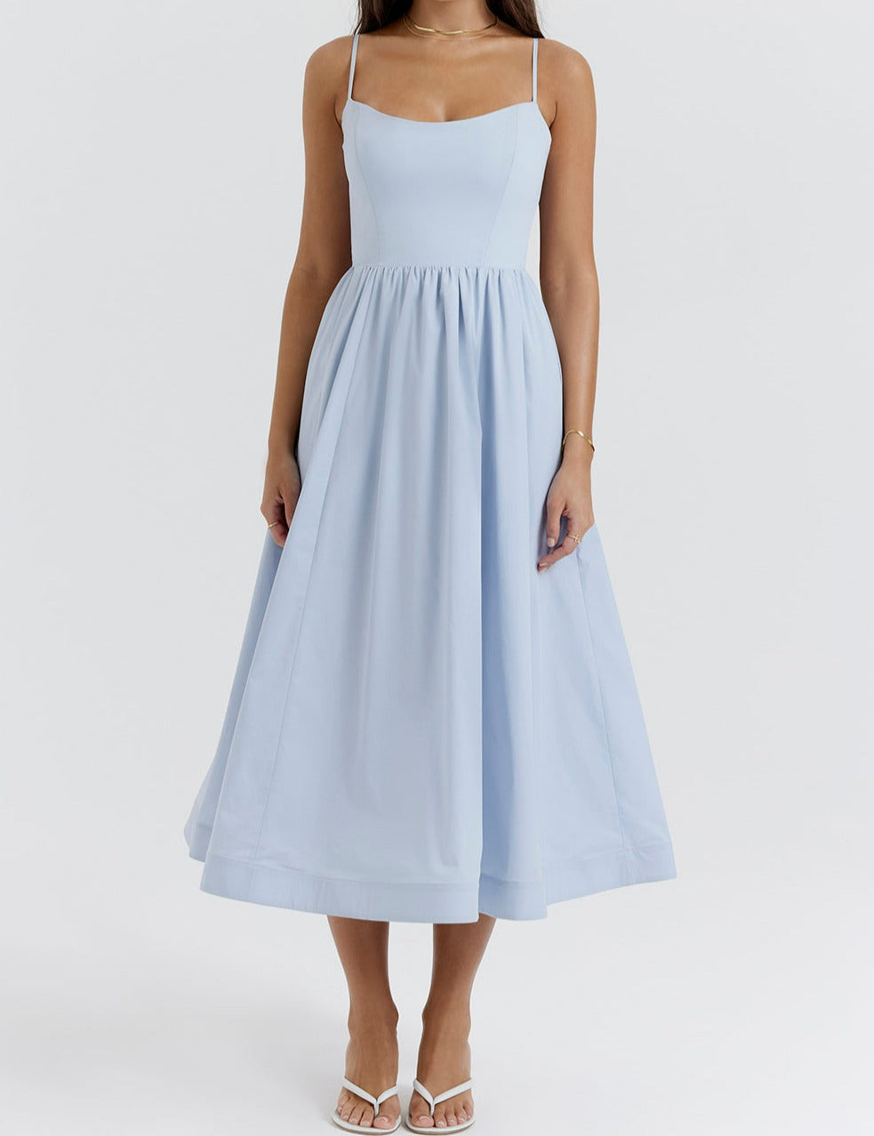Midi Jurk Zonder Mouwen Elegante Vrouw Jurk