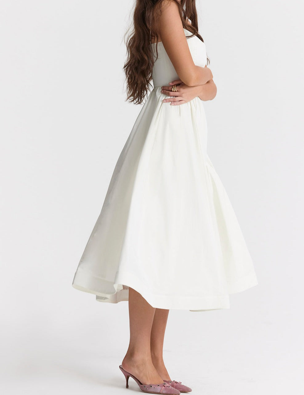 Midi Jurk Zonder Mouwen Elegante Vrouw Jurk