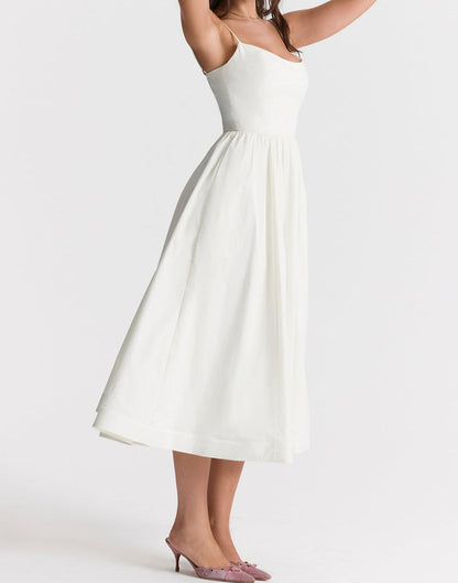 Midi Jurk Zonder Mouwen Elegante Vrouw Jurk