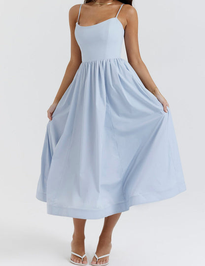 Midi Jurk Zonder Mouwen Elegante Vrouw Jurk