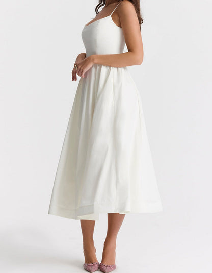 Midi Jurk Zonder Mouwen Elegante Vrouw Jurk