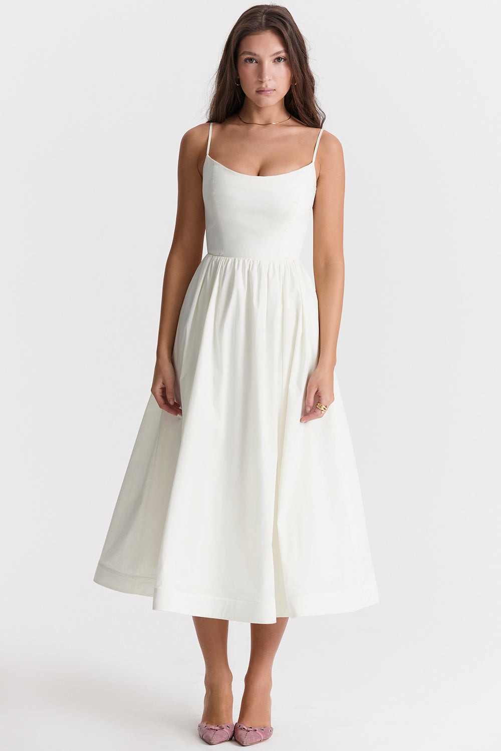 Midi Jurk Zonder Mouwen Elegante Vrouw Jurk