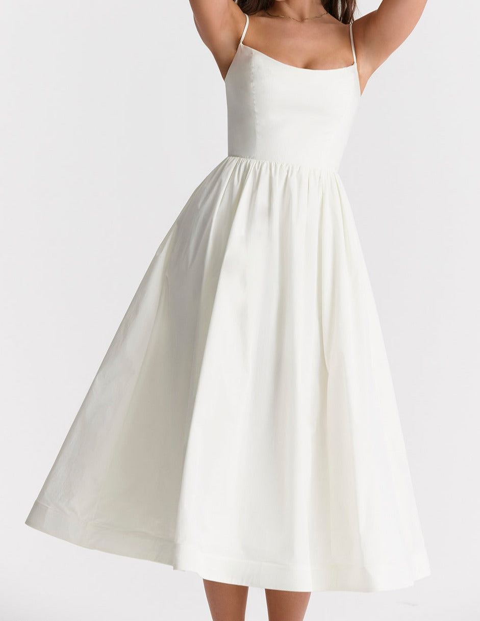 Midi Jurk Zonder Mouwen Elegante Vrouw Jurk