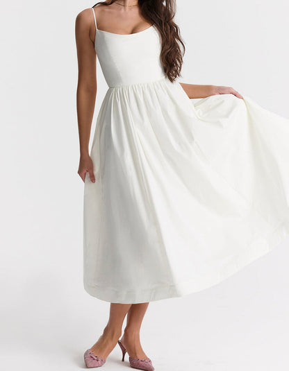 Midi Jurk Zonder Mouwen Elegante Vrouw Jurk
