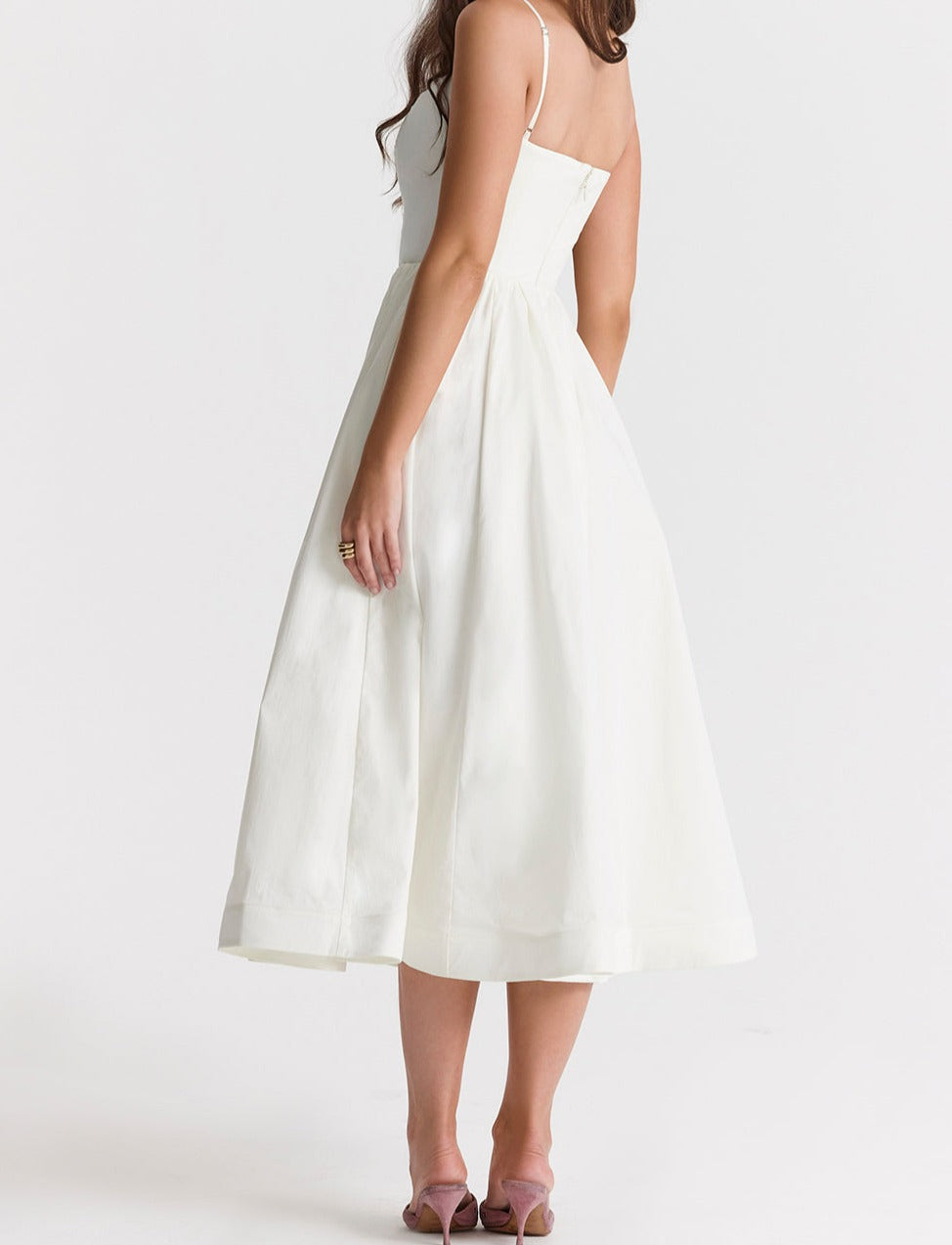 Midi Jurk Zonder Mouwen Elegante Vrouw Jurk
