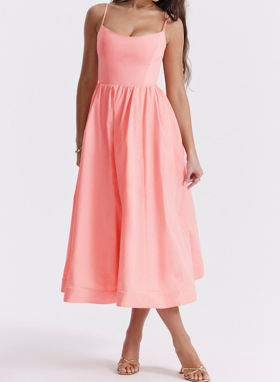 Midi Jurk Zonder Mouwen Elegante Vrouw Jurk