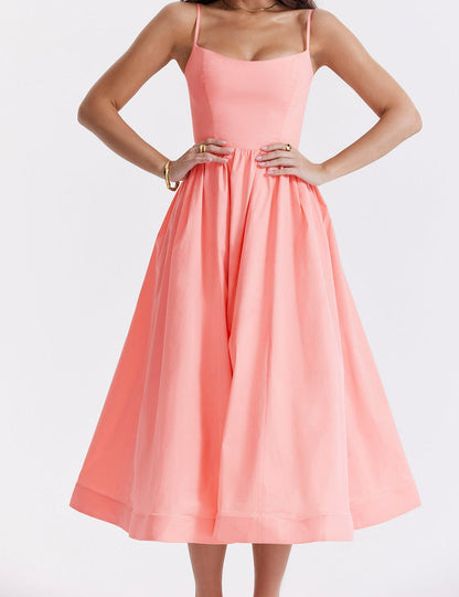 Midi Jurk Zonder Mouwen Elegante Vrouw Jurk