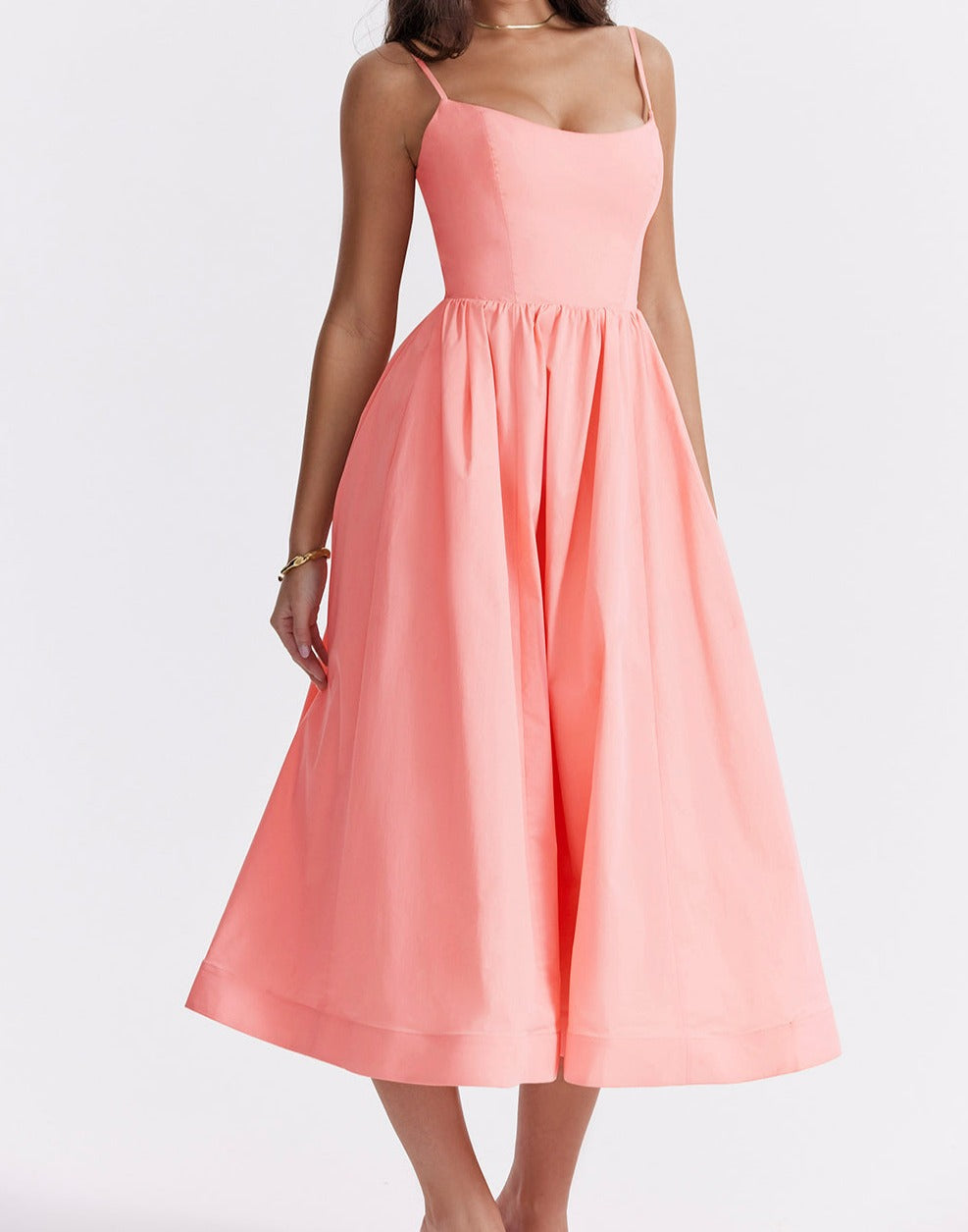 Midi Jurk Zonder Mouwen Elegante Vrouw Jurk
