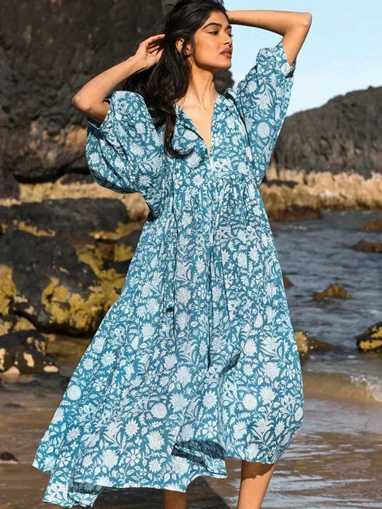 Vrouwelijke Zomerjurk met Halve Mouwen Casual Jurk