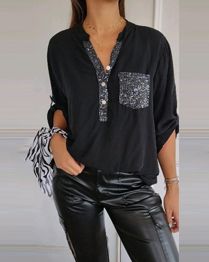 Feestelijke Glitter Blouse met Pailetten - StudioMarella