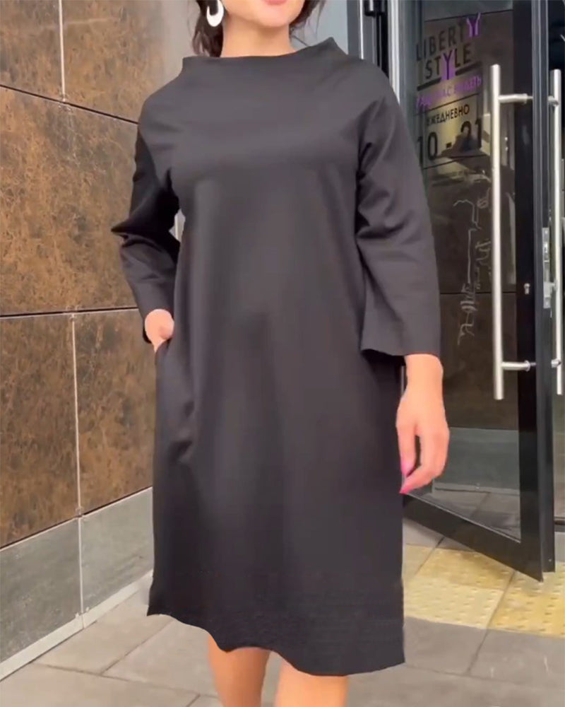 Elegante Jurk voor Vrouw Losse Vorm Effen Stof - StudioMarella