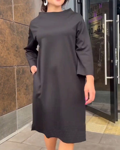 Elegante Jurk voor Vrouw Losse Vorm Effen Stof - StudioMarella