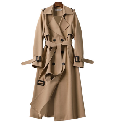 Dames Jas Lange Dubbele Knopen Elegante Stijl → Dames Lange Jas met Dubbele Knopen Elegante Look - StudioMarella