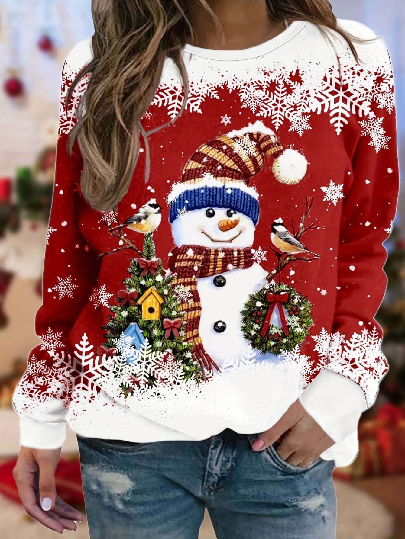 Kerst Sweatshirt Dames Feestelijke Christmas Print Rood - StudioMarella