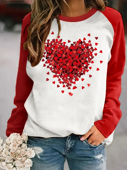 Lotte Sweatshirt Hartjesprint Ronde Hals Casual → Vrouwen Sweatshirt Hartjesprint Ronde Hals Zacht - StudioMarella