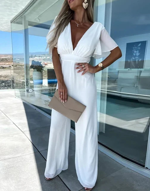 Jumpsuit voor Vrouwen Wijd met Ruches en Wijde Pijpen - StudioMarella