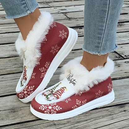 Warme Pluche Sneeuwlaarzen met Kerstprint - StudioMarella