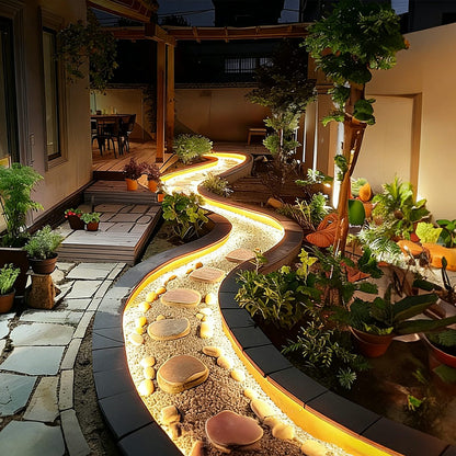 LED Inbouw Strips Buiten Siliconen IP68 24V Warm Wit Tuin Trap Pad Vijver Flex Lichtstrip Opbouw Waterdicht
