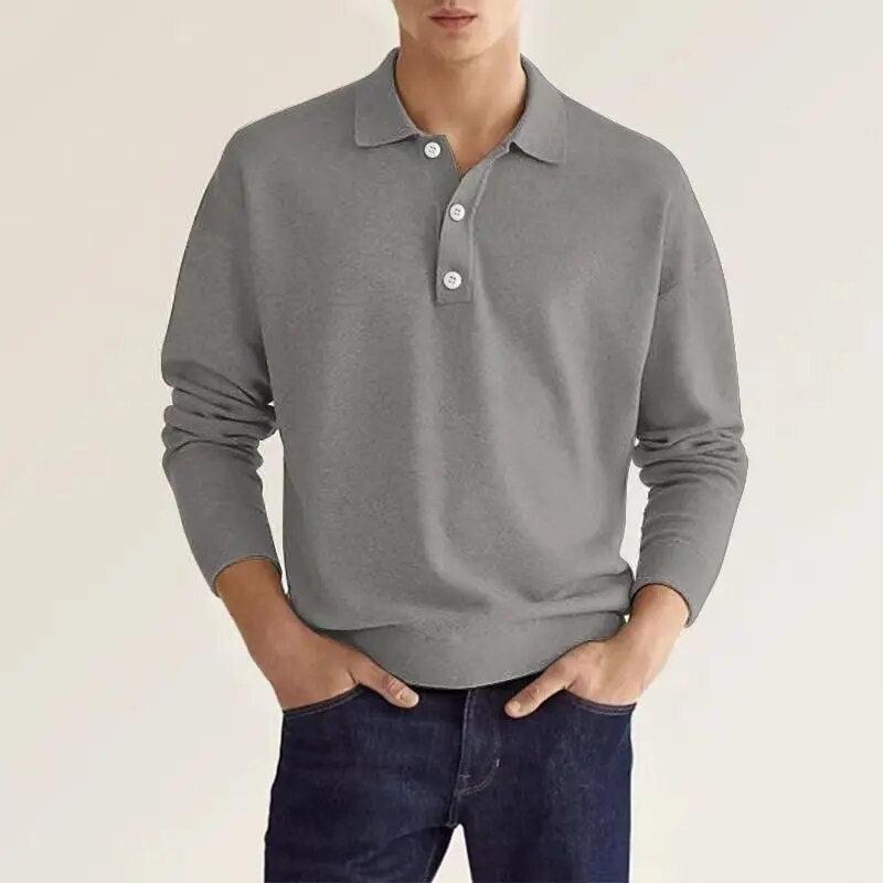 Heren Poloshirt Lange Mouwen Klassieke Stijl - StudioMarella