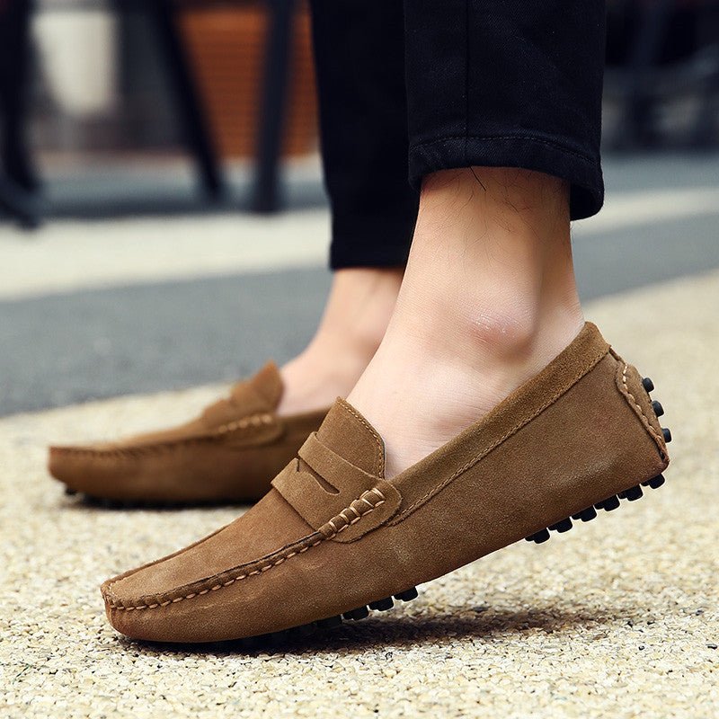 Mannen Loafers Zwart Suede Leer Slipvrij Italiaans Design - StudioMarella