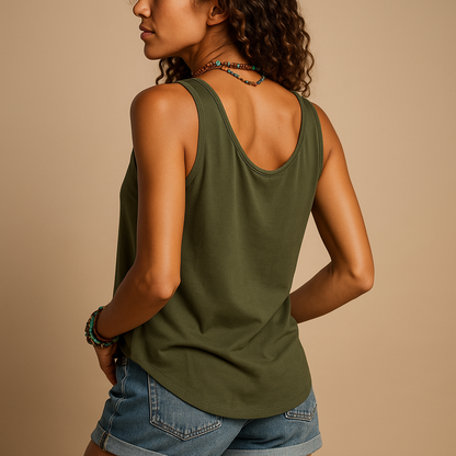 Dames Top Mouwloos Houtlook Knopen Zomerse Stijl