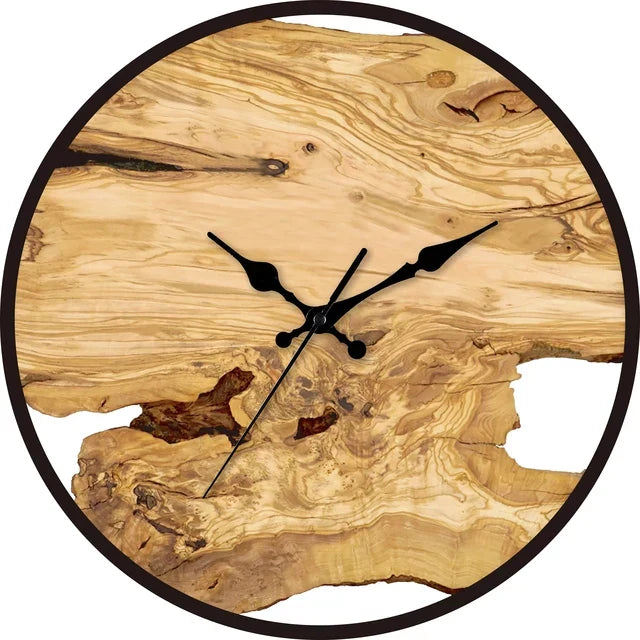 Wandklok Transparant Hout Epoxy Resin Romeinse Cijfers Stil Uurwerk Modern Woonkamer Slaapkamer