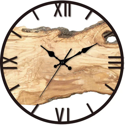 Wandklok Transparant Hout Epoxy Resin Romeinse Cijfers Stil Uurwerk Modern Woonkamer Slaapkamer