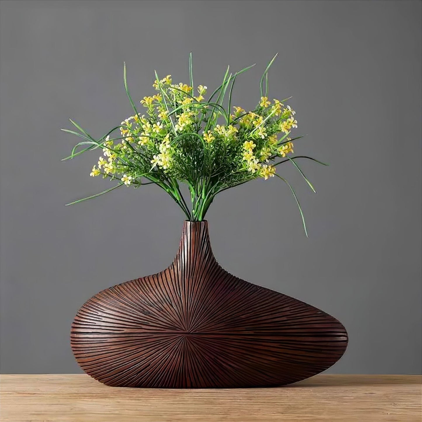 Decoratieve Vaas Houtlook Resin Ovaal Woonkamer Tafel
