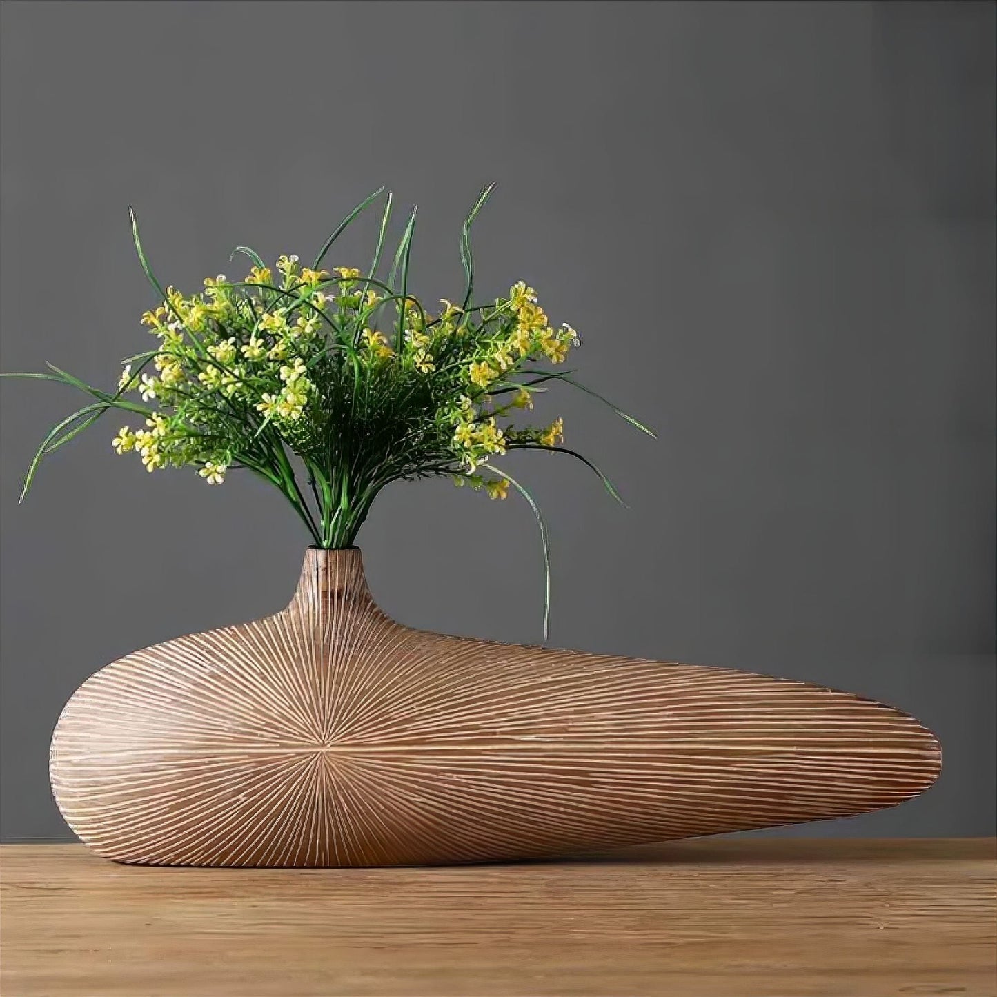 Decoratieve Vaas Houtlook Resin Ovaal Woonkamer Tafel