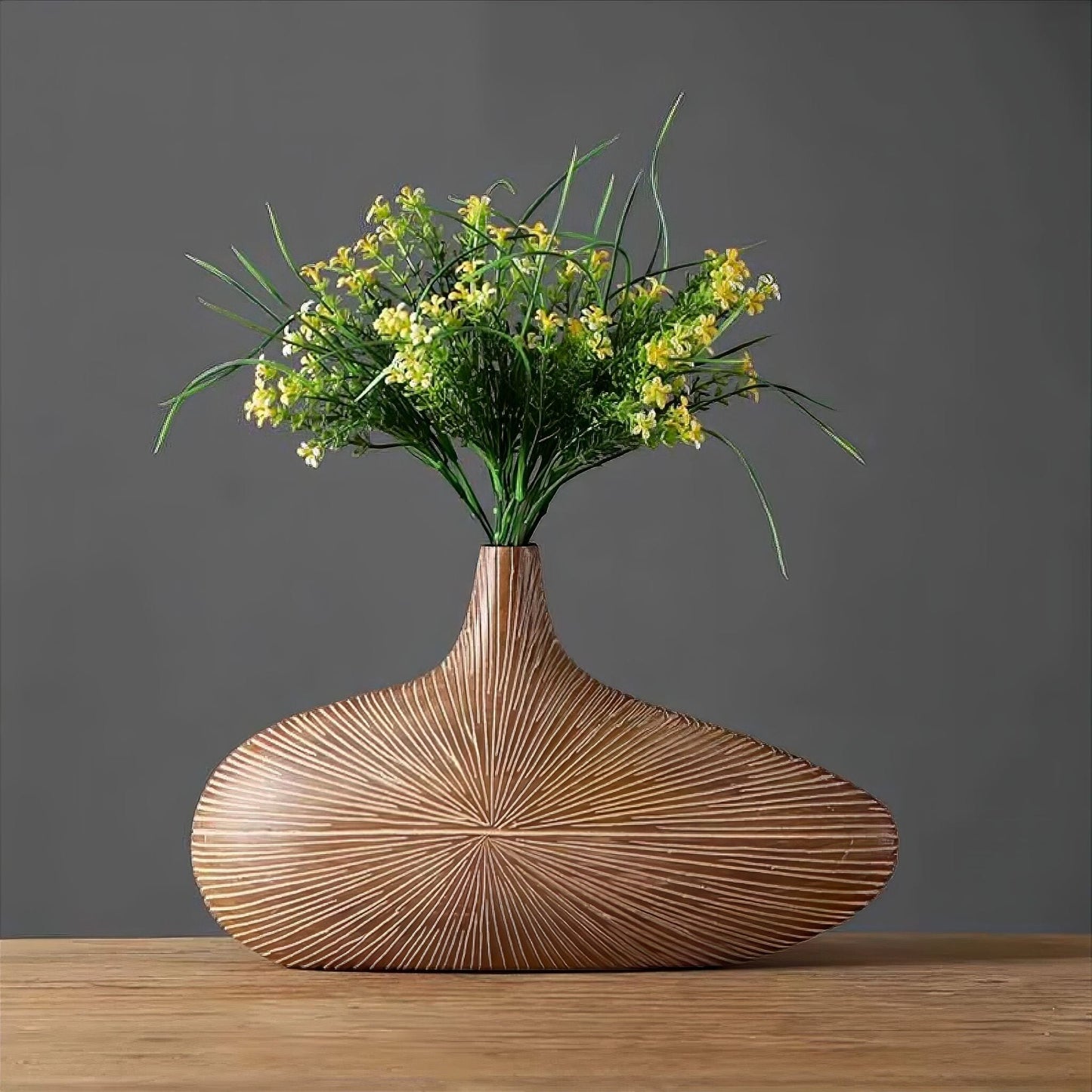 Decoratieve Vaas Houtlook Resin Ovaal Woonkamer Tafel