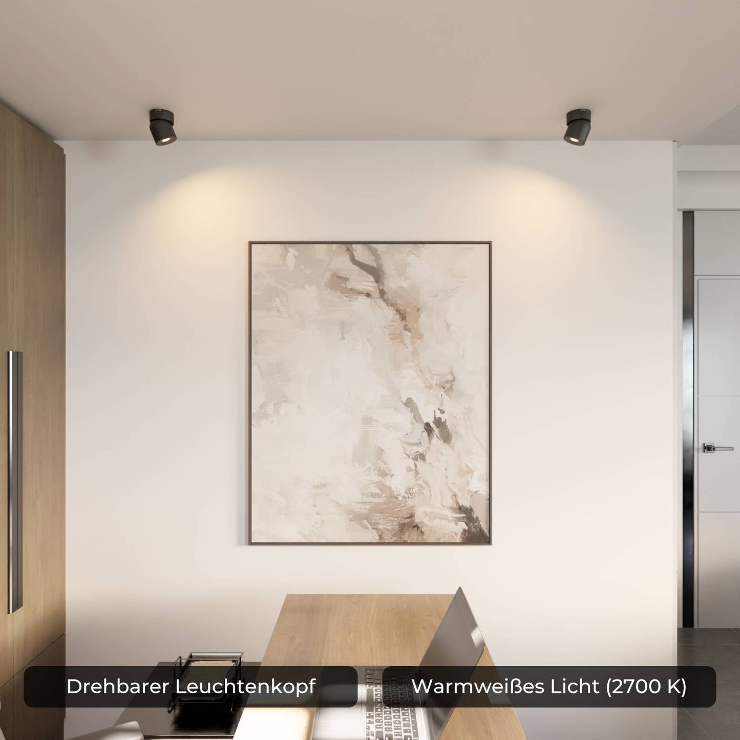 Verstelbare plafondlamp met draaibare lichtkop en warm 2700k licht