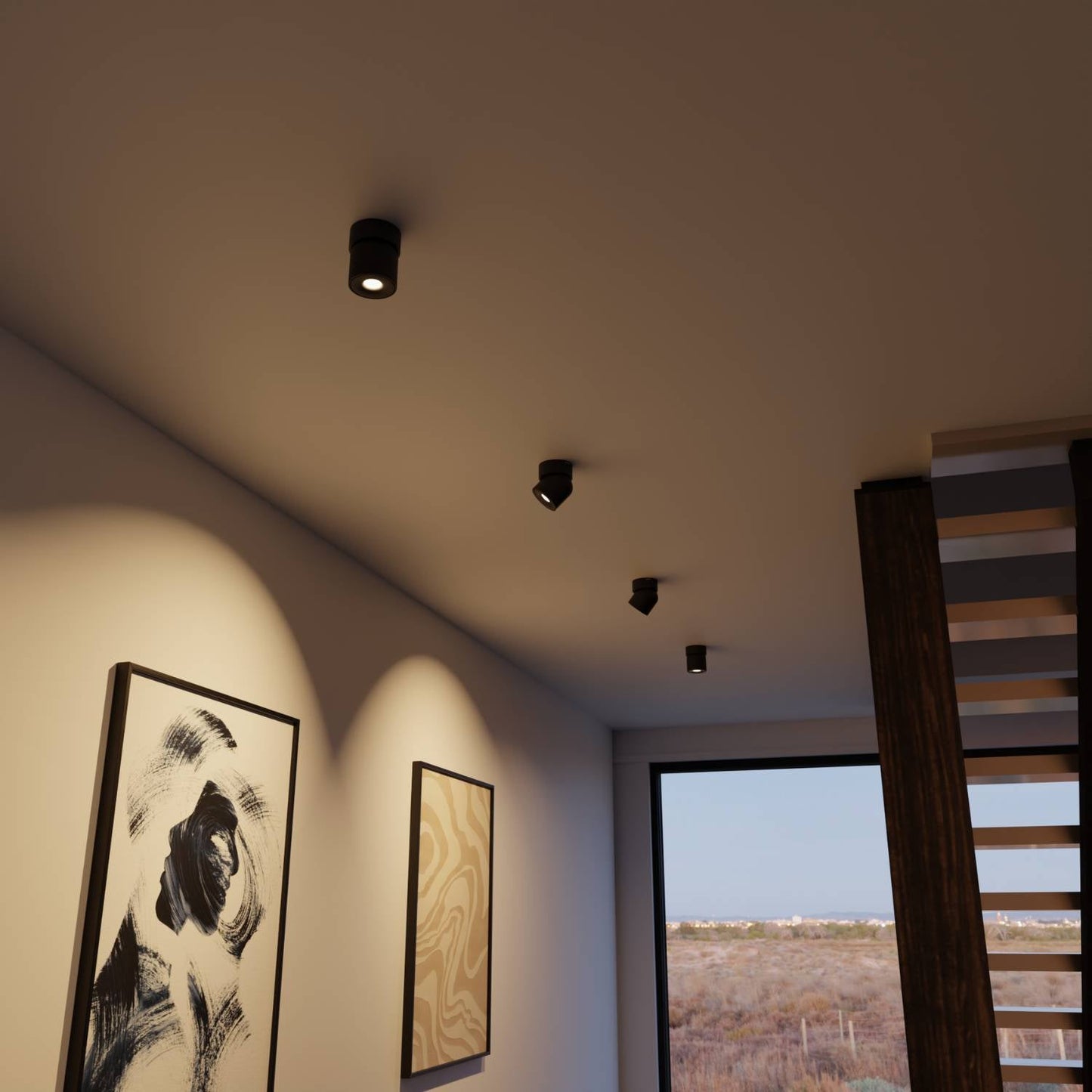 Verstelbare plafondlamp met draaibare lichtkop en warm 2700k licht
