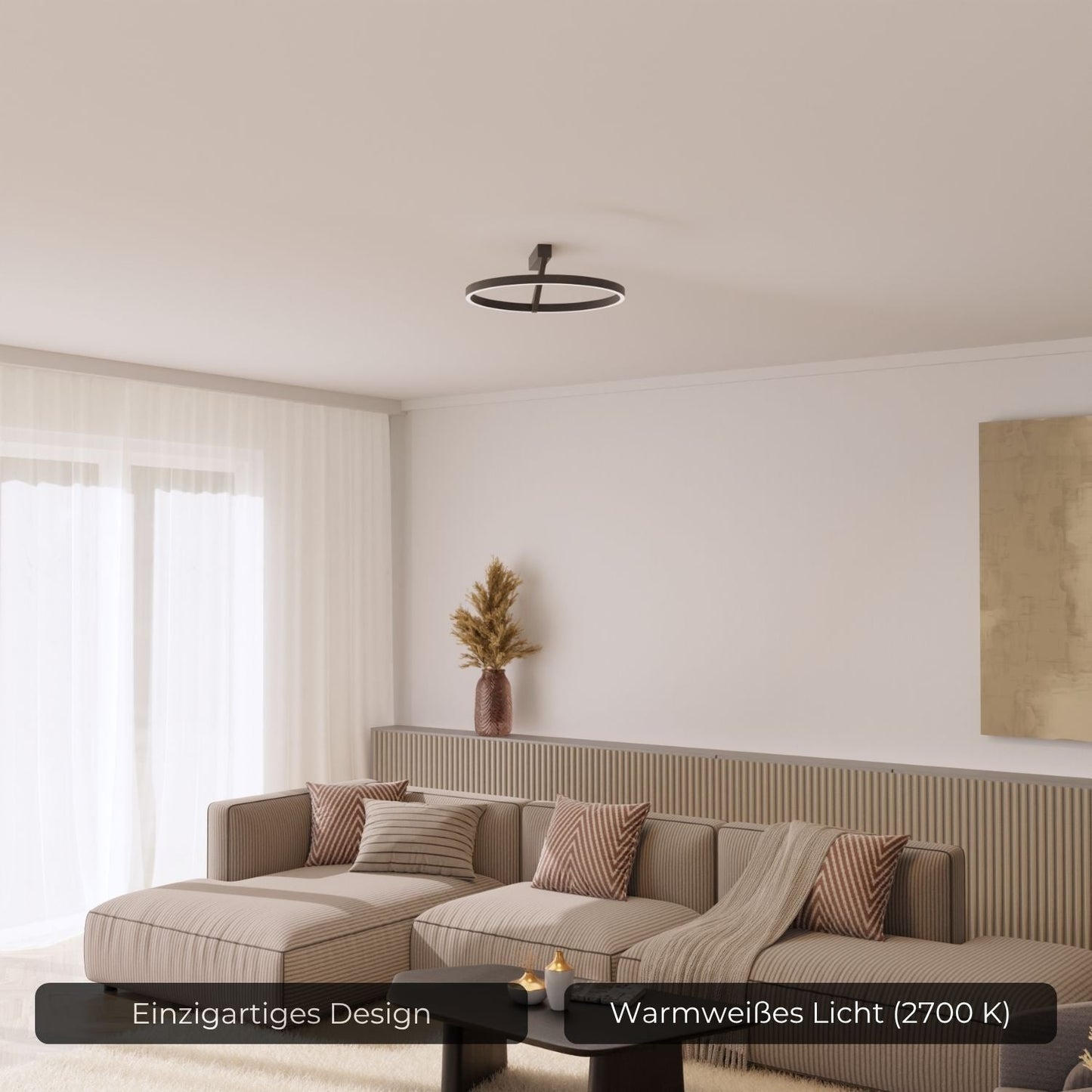 Plafondlamp met up & downlight en warm 2700K licht – Noira