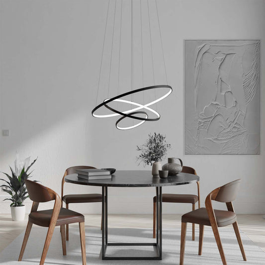Moderne ring hanglamp met zwevend 3-ringen design