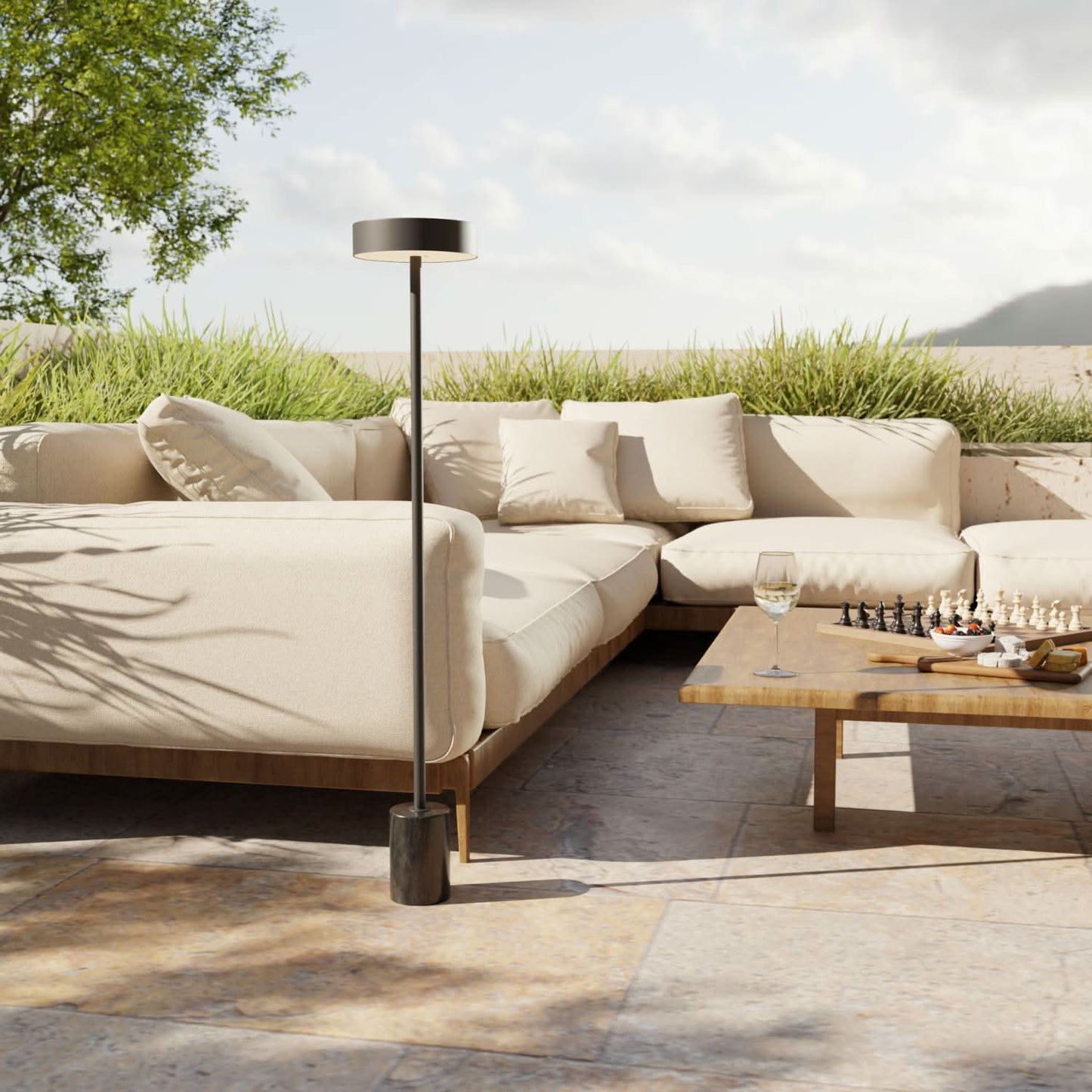 Draadloze accu vloerlamp voor tuin & terras met warm licht – Uranos