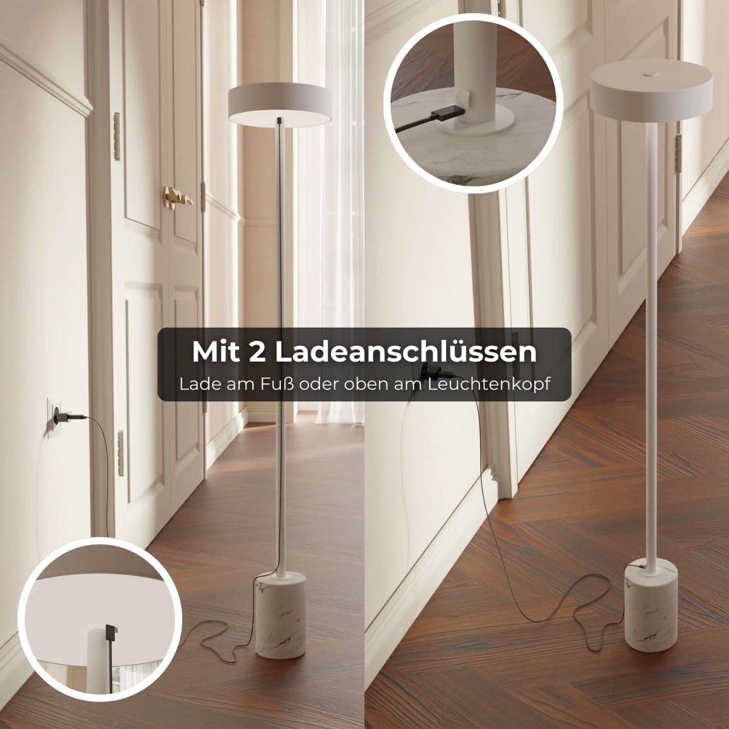 Draadloze accu vloerlamp voor tuin & terras met warm licht – Uranos