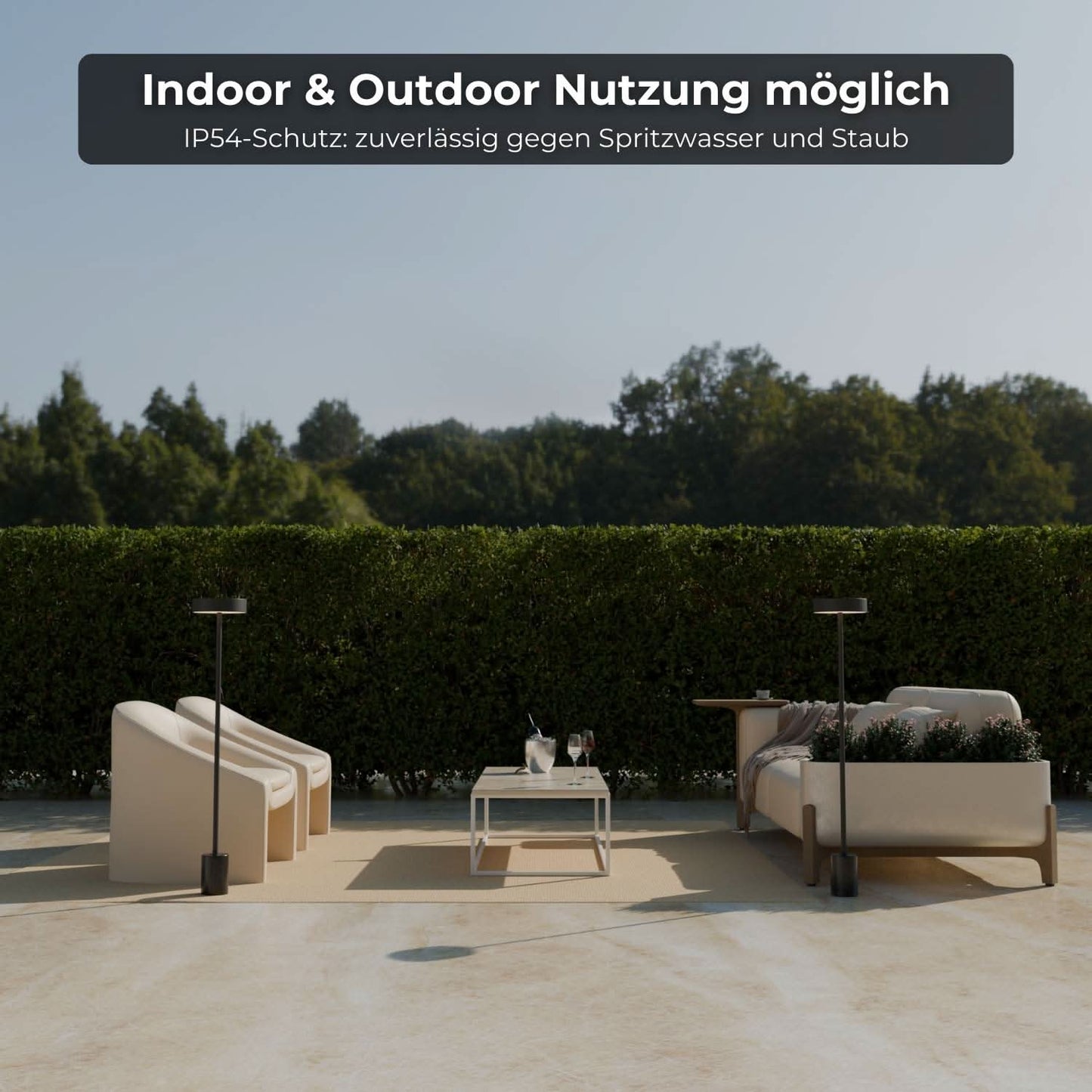 Draadloze accu vloerlamp voor tuin & terras met warm licht – Uranos