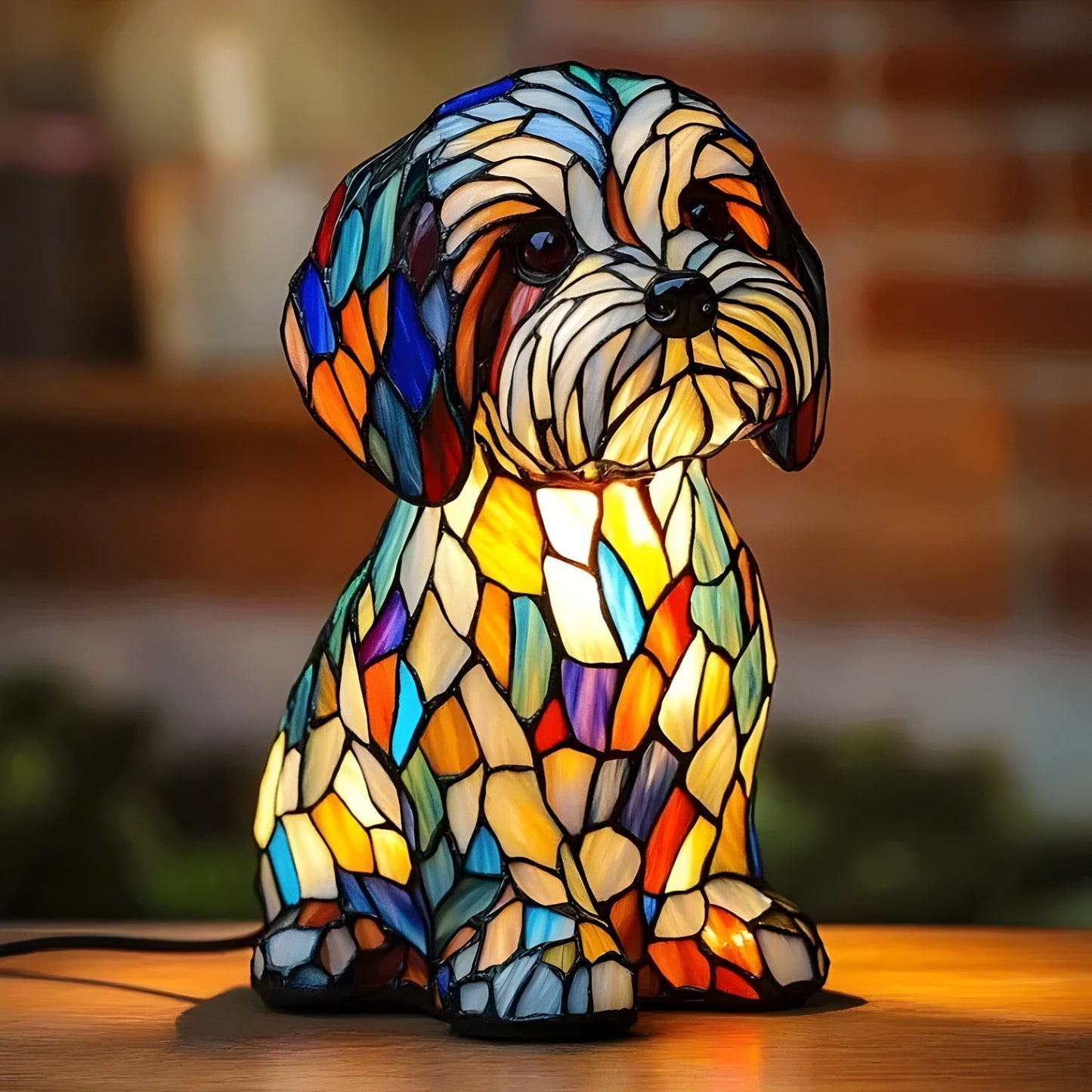 Hondenlamp Glas-in-Lood Sfeerverlichting Meerkleurig Mozaïek Dierenthema