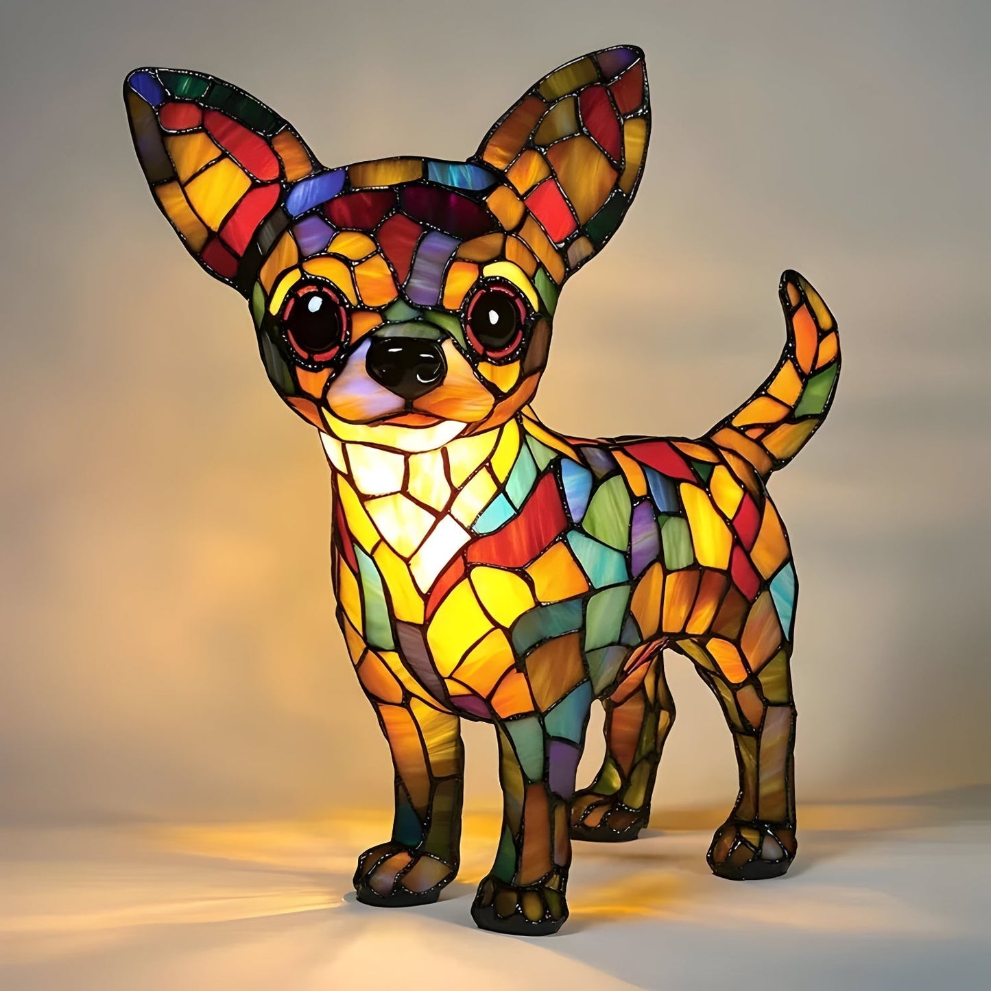 Hondenlamp Glas-in-Lood Sfeerverlichting Meerkleurig Mozaïek Dierenthema