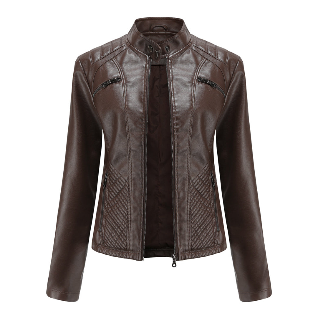 Luna | Verfijnd leren jack voor dames in de kleur Koffie voor dames in stijl ideaal voor de herfst.