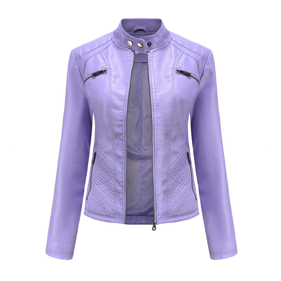 Luna | Verfijnd leren jack voor dames in de kleur Paars voor dames in stijl ideaal voor de herfst.